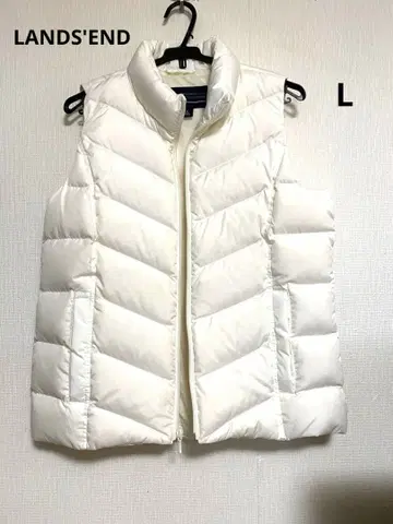 LANDS'END 다운 베스트 아이보리 계열 화이트 L