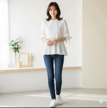 zb405 [ M ] 앤 도트 노스탤지어 인형 블라우스 퍼프 슬리브