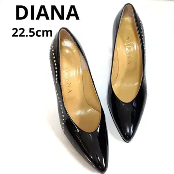 미사용급 새상품급 DIANA 펌프스 스팽글 장식 22.5 블랙 에나멜