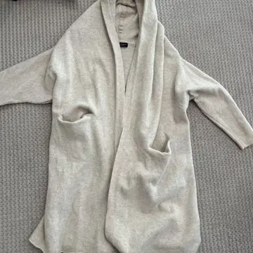 맥피 캐시미어 혼방 울 후드 롱 가디건