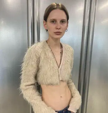 PERVERZE Brushed Cropped Knit Cardigan