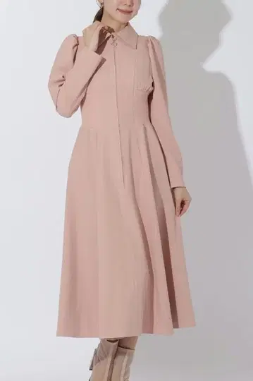 미사용급 앙데팡당 집업 롱 원피스 백리본
