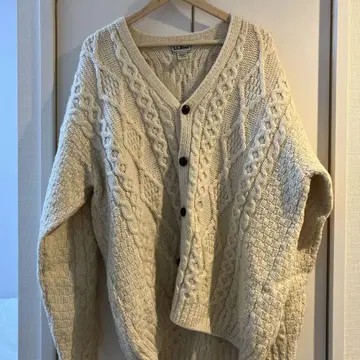 새상품급 L.L.Bean 피셔맨 니트 가디건 화이트