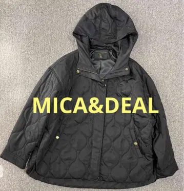 MICA&DEAL 블랙 골드 버튼 더블 지퍼 퀼팅 후드 자켓