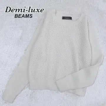 Demi-Luxe BEAMS 울 프론트 보플 크루 니트 아이보리
