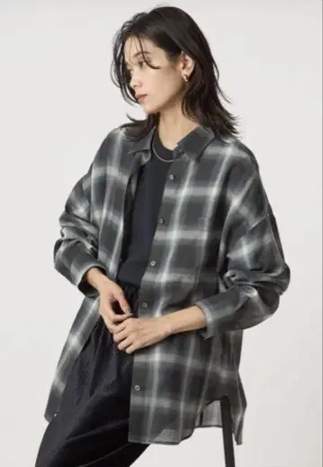 [새상품급] 그린 라벨 릴랙싱 시어 체크 셔츠 다크 그레이