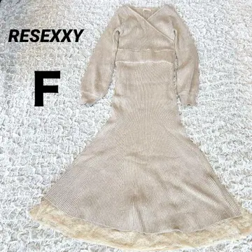 RESEXXY 니트 머메이드 롱 원피스 베이지 F
