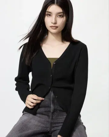 UNIQLO 워셔블 니트 리브 가디건