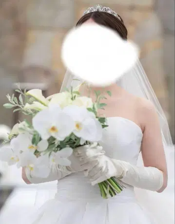 알파 블랑카 아이보리 새틴 롱 웨딩 그로브
