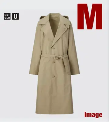 [ UNIQLO U ] 후디드 롱 코트 카키 M