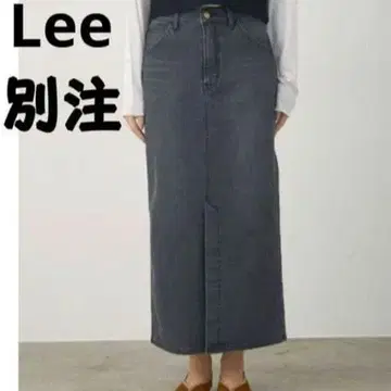 Lee ViS 별주 스트레치 데님 펜슬 스커트 블랙