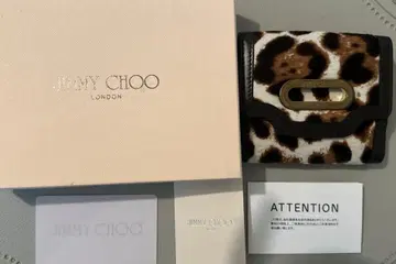 JIMMY CHOO 레오파드 무늬 송치 접이식 지갑