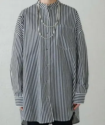 Loungedress 라운지 드레스 밴드 카라 스트라이프 셔츠