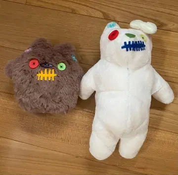 봉제 인형 인형 [ 화이트 곰 브라운 복슬복슬 ] set