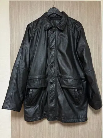 90s 가죽 카 코트 블랙 가죽 자켓
