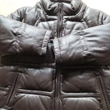 라무 가죽 다크 브라운 가죽 퀼팅 자켓