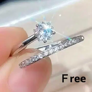 최상급 CZ 5개 발톱 싱글 볼 & 일자 반지 Free