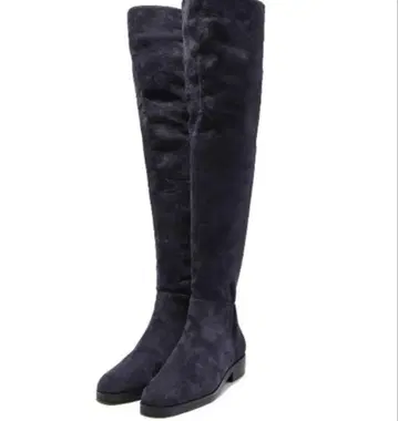 COEL 네이비 페이크 스웨이드 니하이 롱 부츠