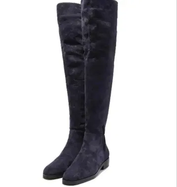 COEL 네이비 페이크 스웨이드 니하이 롱 부츠