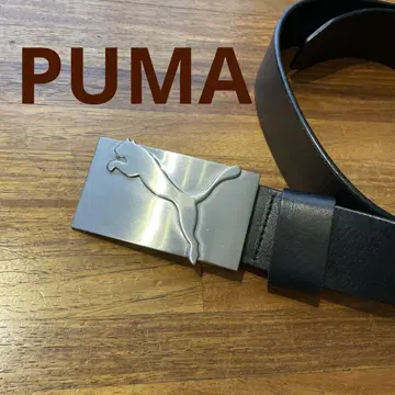 PUMA 푸마 가죽 벨트 빅 버클 M 다크 브라운 남성용