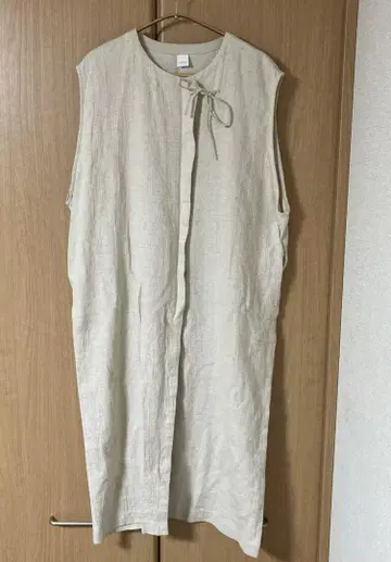 카구레 코튼 린넨 베스트 원피스 아이보리