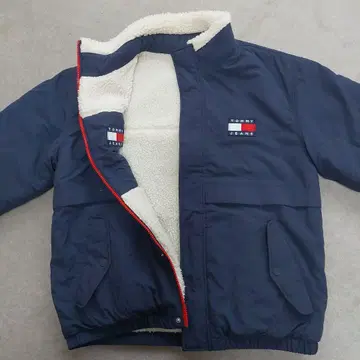 TOMMY JEANS 플리스 자켓 화이트 네이비 리버서블