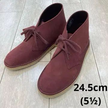 클락스 버건디 스웨이드 레이스업 부츠 24.5cm