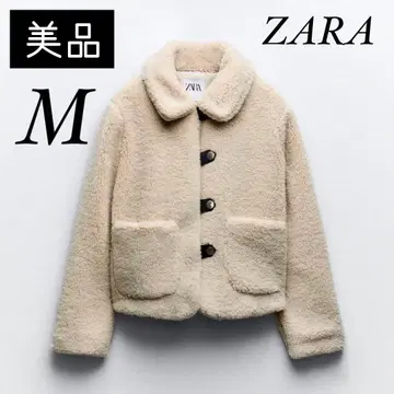 [새상품급] ZARA 보아 자켓 M 에크루 보아 코트 복슬복슬 카라 부착