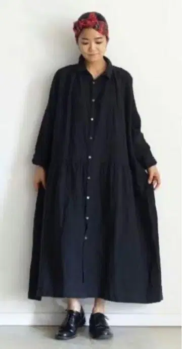 ichi-Antiquites 린넨 셔츠 원피스