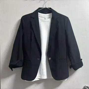 블랙 자켓 장식 버튼 레이스 소매