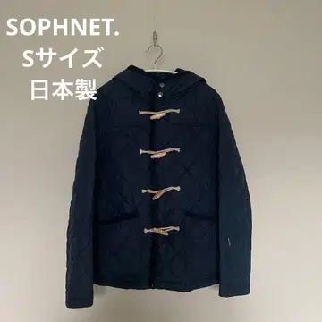 SOPHNET. 네이비 퀼팅 자켓 후드 부착