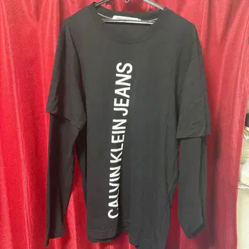 CALVIN KLEIN JEANS 블랙 롱 슬리브 T셔츠 XL