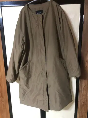 GREEN LABEL RELAXING 롱 기장 노카라 자켓 브라운