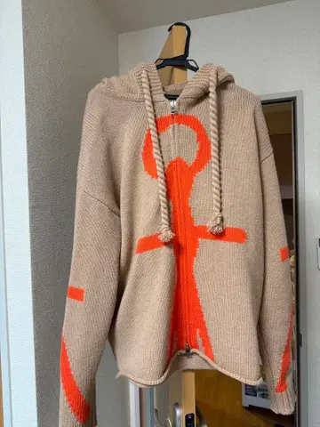 JW ANDERSON 후드 부착 스웨터 S 베이지/오렌지