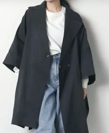 meri 미일리 판초풍 트렌치코트 블랙