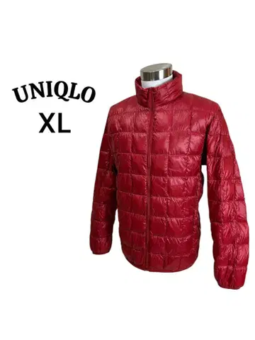 UNIQLO XL 빨간색 울트라 라이트 다운 퀼팅 큐브 퀼트