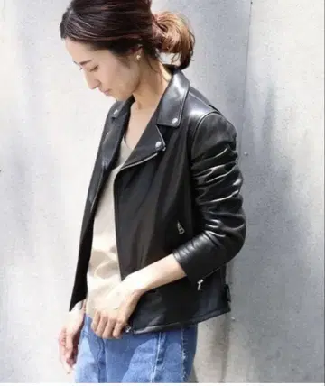 프레임워크 블랙 가죽 라이더 자켓 양가죽