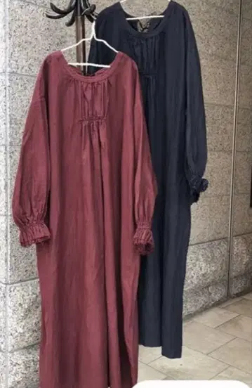 nest robe 소매 프린지 롱 원피스 네이비 컬러