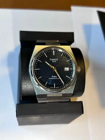 가격 인하 TISSOT PRX 자동 와인딩 손목시계 블루 다이얼 40mm