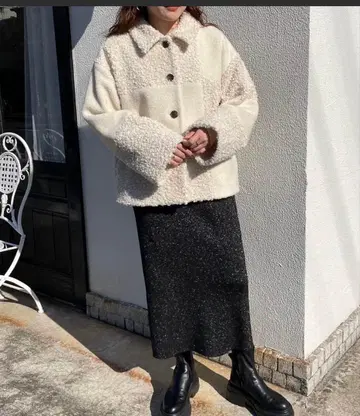 로리즈팜 패치워크 보아 블루종 새상품