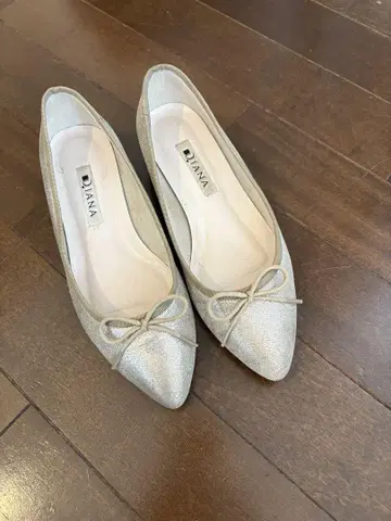 DIANA 핑크 골드 리본 플랫슈즈 발레 슈즈 메리 제인
