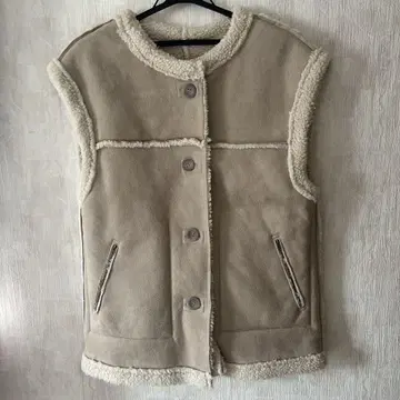 wcloset 리버서블 노카라 페이크 무스탕 보아 베스트