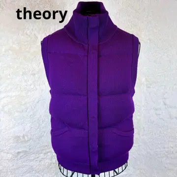 띠어리 M 퍼플 다운 베스트 모 100% 양 겨드랑이 포켓 있음