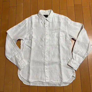 BEAMS 화이트 버튼 다운 린넨 셔츠