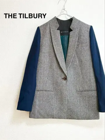 새상품급 THE TILBURY 테일러드 자켓 하운드투스 네이비 패치워크