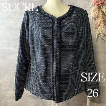 미사용 새상품 SUCRE 트위드 자켓 레어한 빅 사이즈 26 네이비