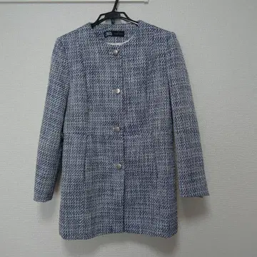 ZARA 노카라 자켓 블루 계열 체크