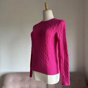 랄프 로렌 케이블 니트 핑크 S 캐시미어
