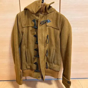 브라운 후드 부착 더플 코트