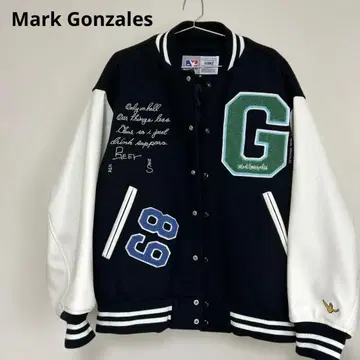 Mark Gonzales 바시티 자켓 블랙/화이트 M 사이즈